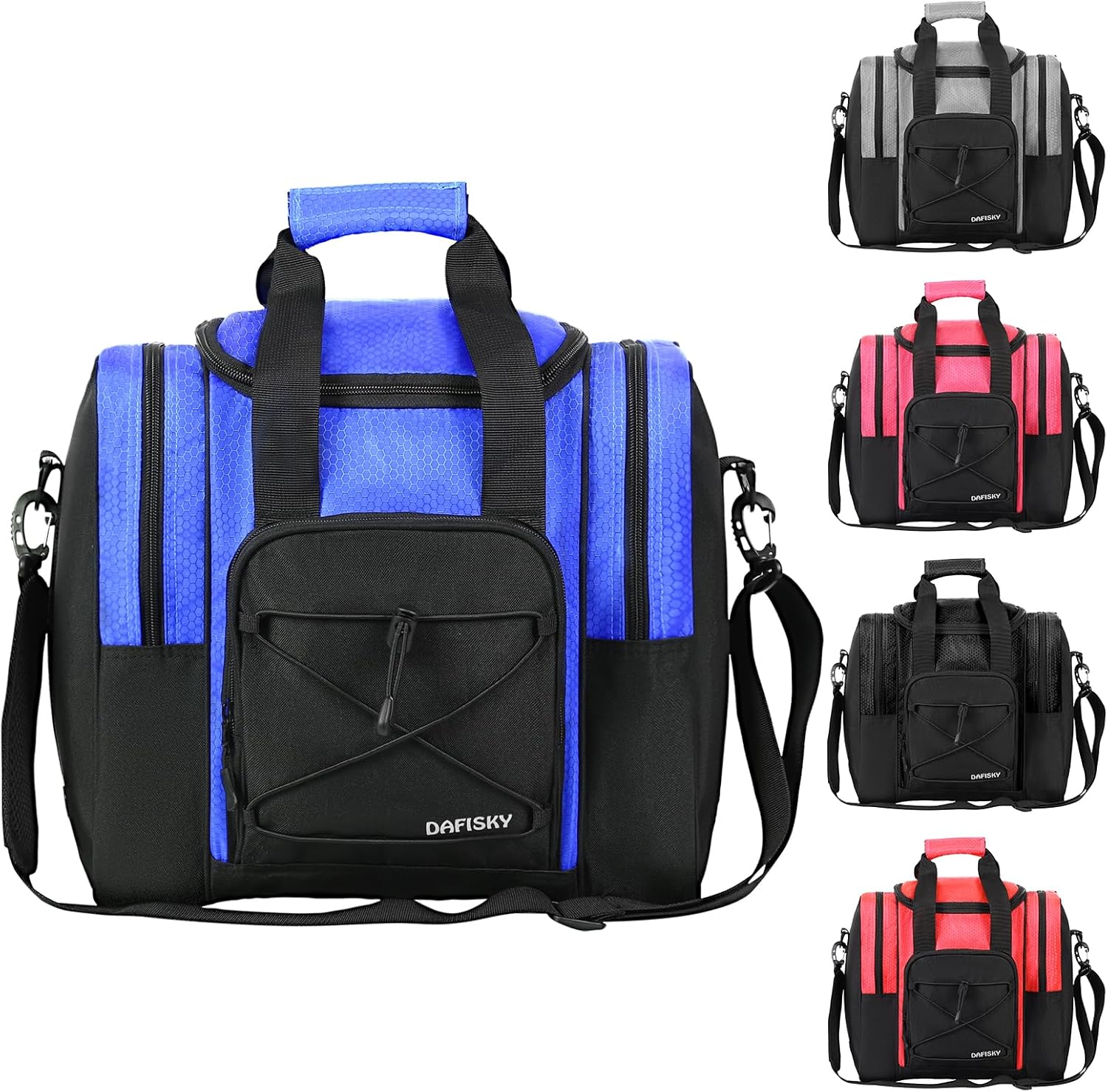 DAFISKY Bowling Ball Bag for Single Ball - Bowling Bag Tote for 1 Ball and Shoes with Padded Holder, 2 Pockets Fits Men & Women bowling Shoes Up To Mens Size 14