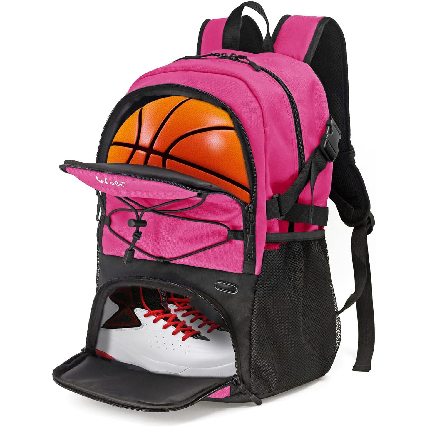 WOLT Basketball Backpack Large Sports Bag with Separate Ball Holder & Shoes Compartment, Best for Basketball, Soccer,Gym