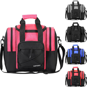DAFISKY Bowling Ball Bag for Single Ball - Bowling Bag Tote for 1 Ball and Shoes with Padded Holder, 2 Pockets Fits Men & Women bowling Shoes Up To Mens Size 14