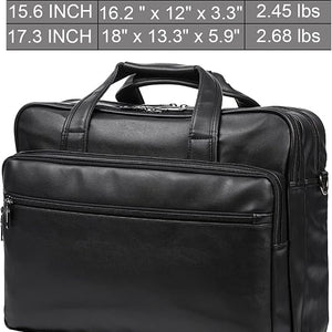 Leather Laptop Bag, Men's 17.3 Inche Messenger Briefcase Business Satchel Computer Handbag Shoulder Bag