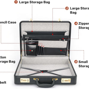 Briefcases for Men, Anti-Theft Dual Lock Briefcase with 16 Inch Laptop Compartment, Waterproof Faux Leather, Brief Cases Men with Multi File Organizer, Perfect for Office, Travel