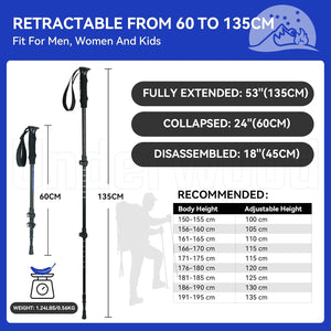 Poles Collapsible Hiking Poles, Lightweight Aluminum Hiking Sticks