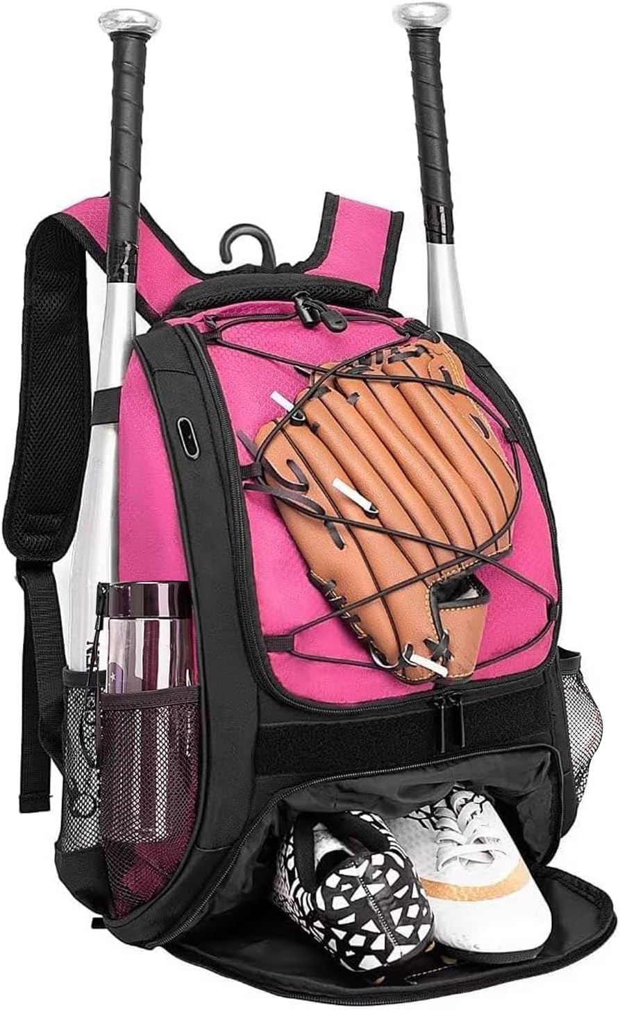 DAFISKY Baseball Bag Softball Backpack - Youth Adult T Ball Bat Equipment Bag with Bat Helmet Holders, Shoe Compartment