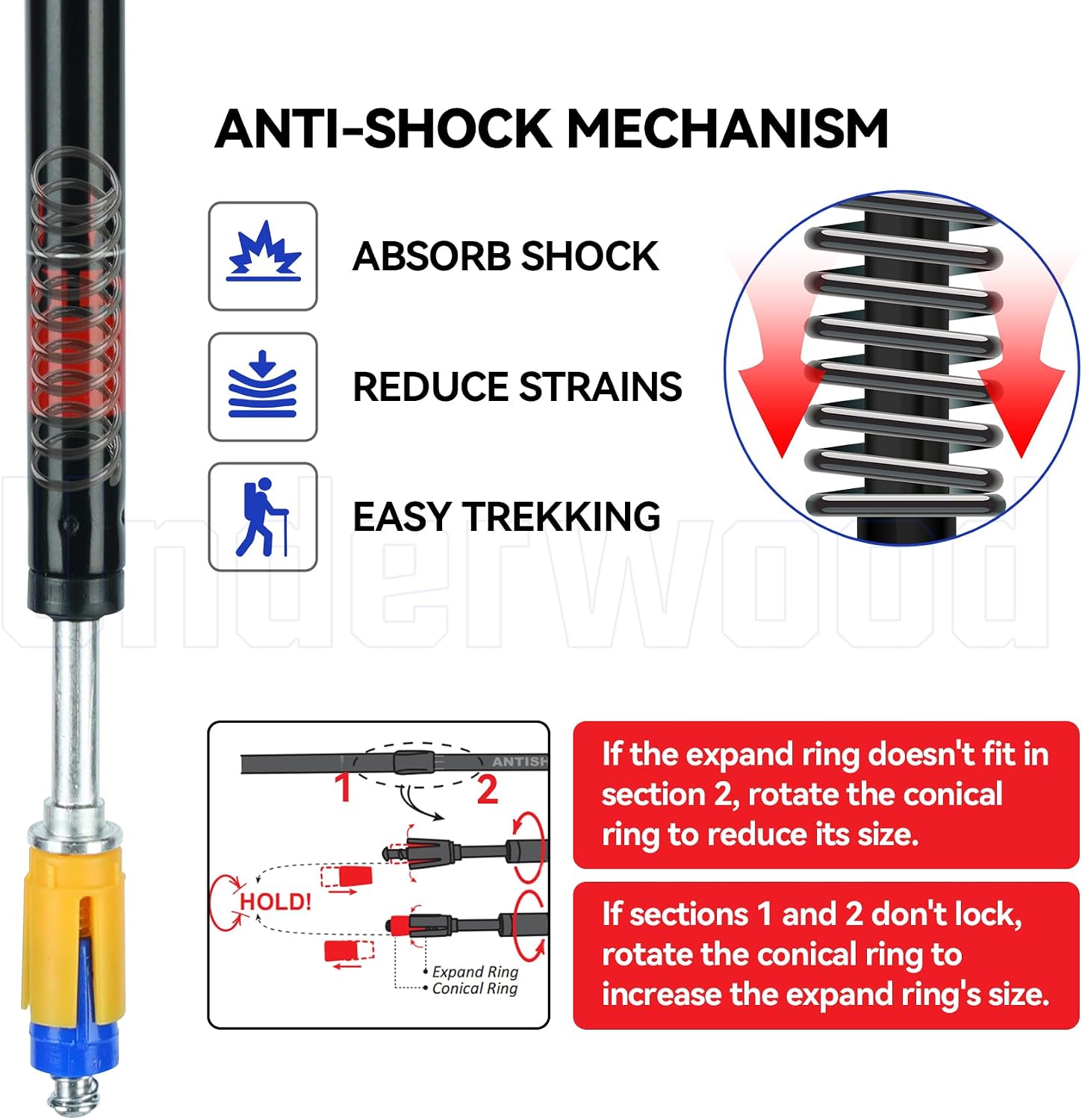 Poles Collapsible Hiking Poles, Lightweight Aluminum Hiking Sticks