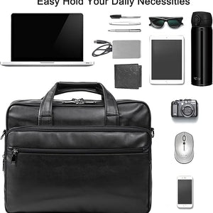Leather Laptop Bag, Men's 17.3 Inche Messenger Briefcase Business Satchel Computer Handbag Shoulder Bag