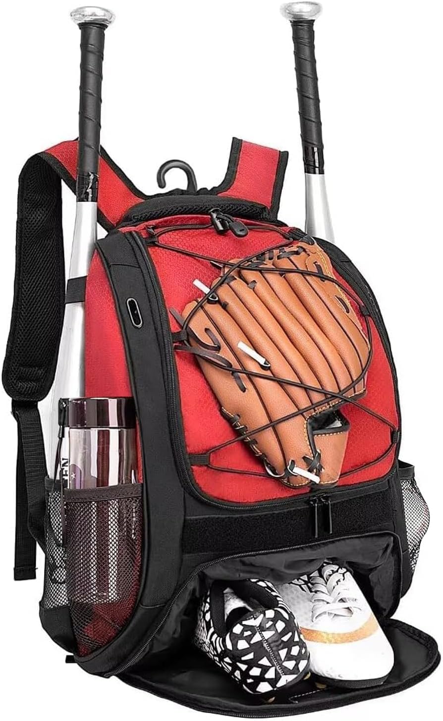 DAFISKY Baseball Bag Softball Backpack - Youth Adult T Ball Bat Equipment Bag with Bat Helmet Holders, Shoe Compartment