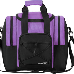 DAFISKY Bowling Ball Bag for Single Ball - Bowling Bag Tote for 1 Ball and Shoes with Padded Holder, 2 Pockets Fits Men & Women bowling Shoes Up To Mens Size 14