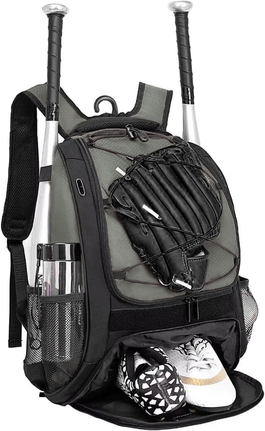 DAFISKY Baseball Bag Softball Backpack - Youth Adult T Ball Bat Equipment Bag with Bat Helmet Holders, Shoe Compartment
