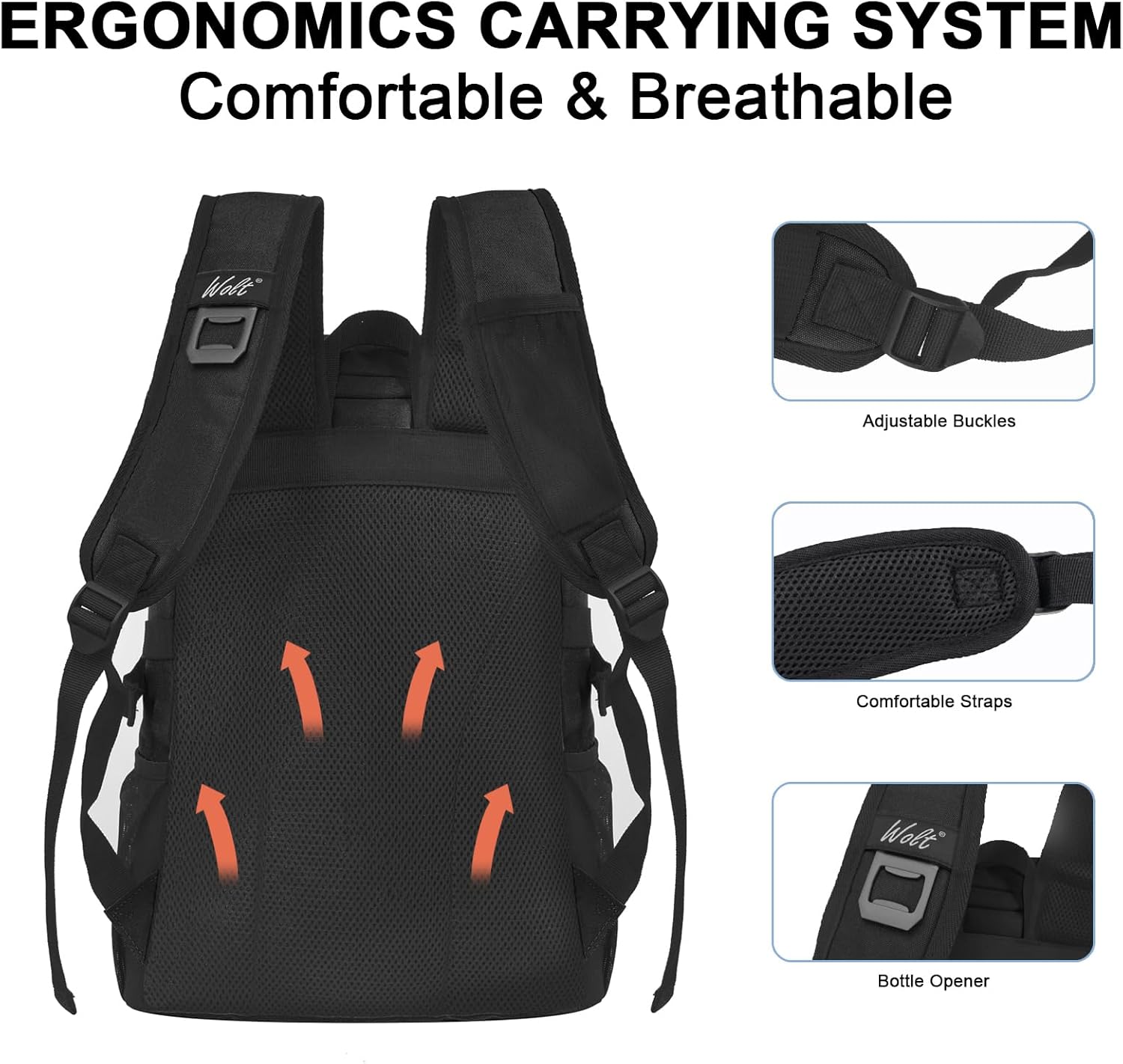 WOLT Cooler Backpack,24 Cans Insulated Backpack Cooler Leakproof,Lightweight Soft Cooler Bag,Camping Cooler,Large Capacity Beach Cooler,Waterproof Travel Cooler Lunch Backpack for Hiking