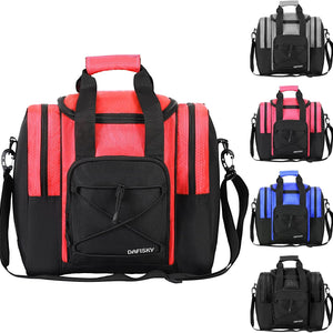 DAFISKY Bowling Ball Bag for Single Ball - Bowling Bag Tote for 1 Ball and Shoes with Padded Holder, 2 Pockets Fits Men & Women bowling Shoes Up To Mens Size 14