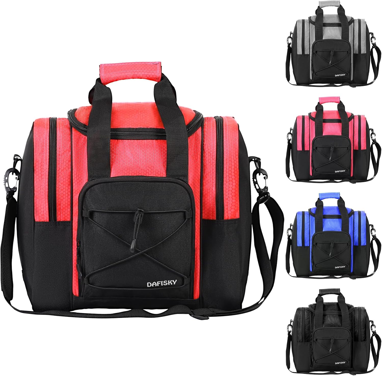 DAFISKY Bowling Ball Bag for Single Ball - Bowling Bag Tote for 1 Ball and Shoes with Padded Holder, 2 Pockets Fits Men & Women bowling Shoes Up To Mens Size 14