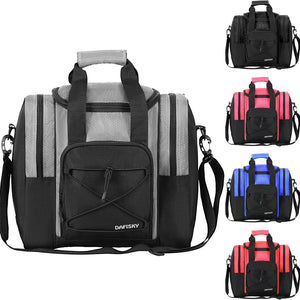 DAFISKY Bowling Ball Bag for Single Ball - Bowling Bag Tote for 1 Ball and Shoes with Padded Holder, 2 Pockets Fits Men & Women bowling Shoes Up To Mens Size 14