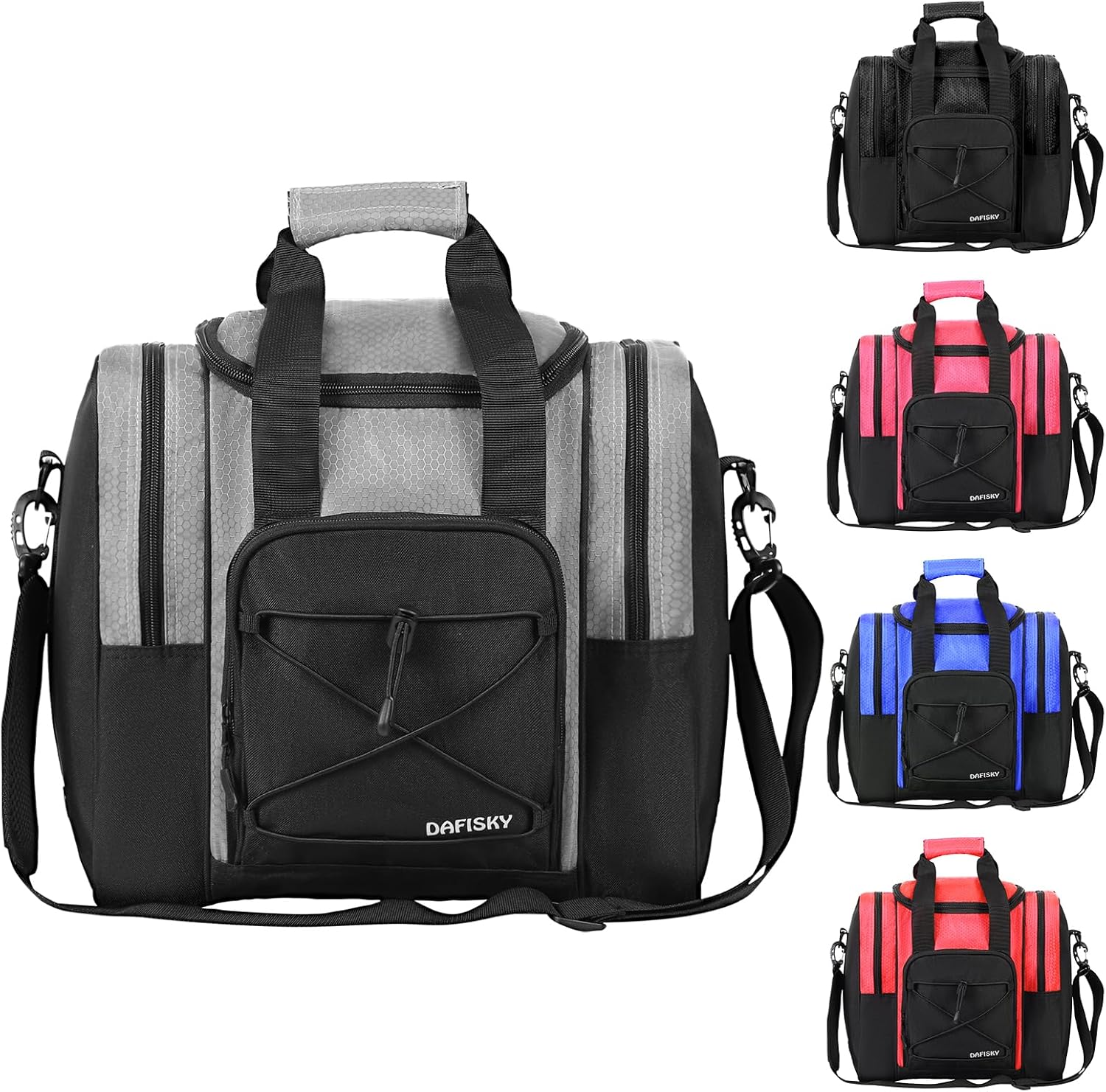 DAFISKY Bowling Ball Bag for Single Ball - Bowling Bag Tote for 1 Ball and Shoes with Padded Holder, 2 Pockets Fits Men & Women bowling Shoes Up To Mens Size 14
