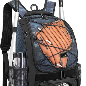 DAFISKY Baseball Bag Softball Backpack - Youth Adult T Ball Bat Equipment Bag with Bat Helmet Holders, Shoe Compartment