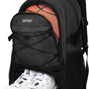 DAFISKY Basketball Backpack, Basketball Bag with Ball Holder Shoes Compartment, Sports Equipment Bag for Soccer Ball, Volleyball