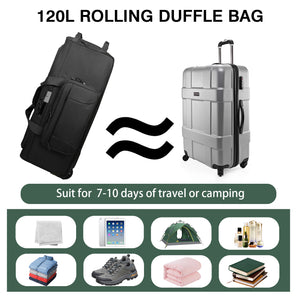 WOLT 120L Rolling Duffle Bag with Wheels, Large Deployment Military Bag, Wheeled Heavy Duty Luggage for Travel, Camping