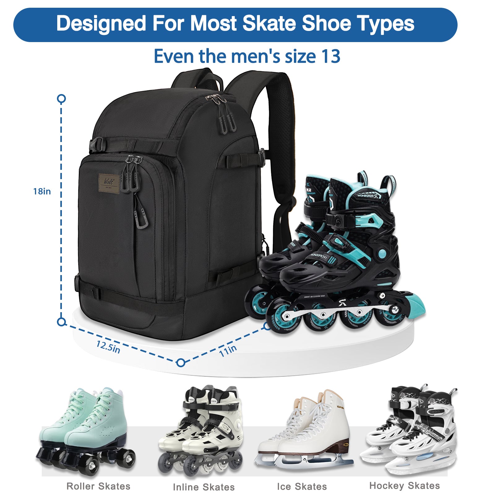 WOLT Ski Boot Bag Backpack - 50L Snowboard Boot Bag for Air Travel for Snow Boots, Ski Helmet, Gloves, Goggles, Skiing Gear