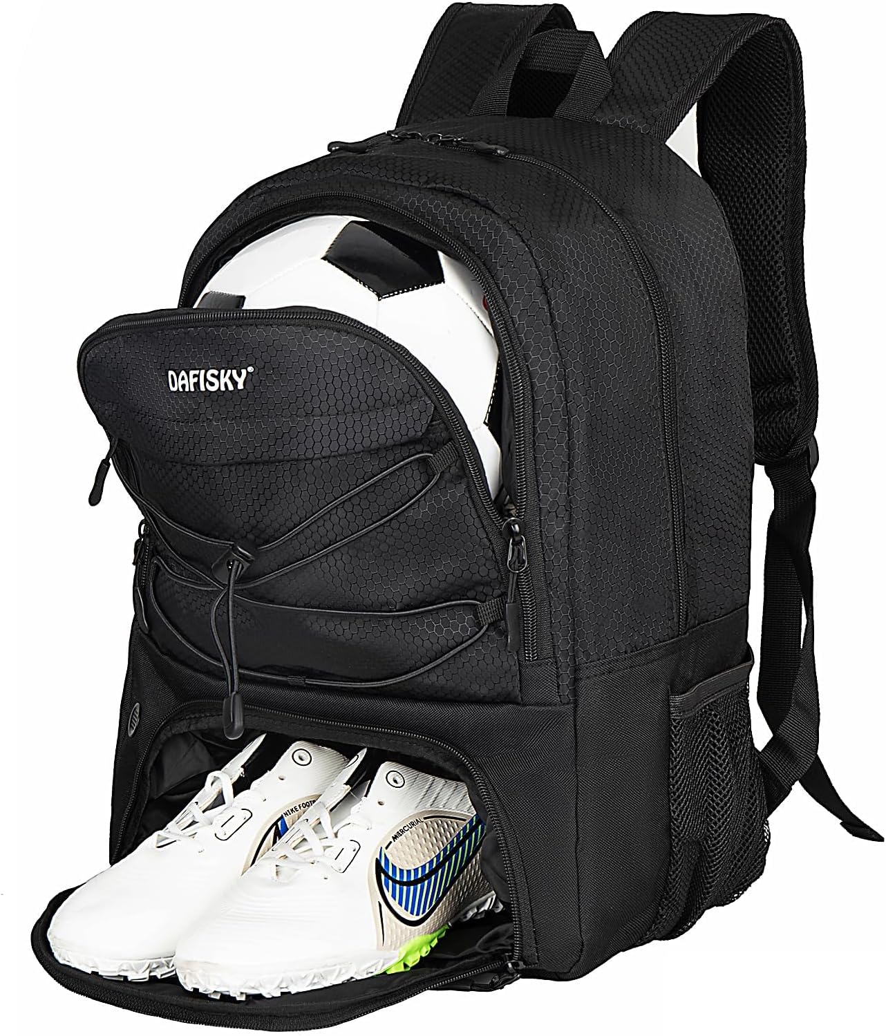 DAFISKY Soccer Backpack, Soccer Bags with Ball Holder & Shoes Compartment, Water Resistant Backpack for Basketball Volleyball Football
