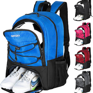 DAFISKY Soccer Backpack, Soccer Bags with Ball Holder & Shoes Compartment, Water Resistant Backpack for Basketball Volleyball Football
