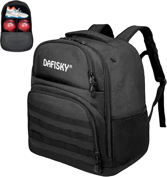 DAFISKY Bowling Ball Bag 2 Ball Bowling Backpack for Single or 2 Balls with Shoes Compartment Fits Up to US Size 15