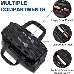 Leather Laptop Bag, Men's 17.3 Inche Messenger Briefcase Business Satchel Computer Handbag Shoulder Bag