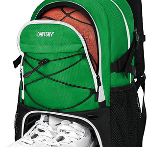 DAFISKY Basketball Backpack, Basketball Bag with Ball Holder Shoes Compartment, Sports Equipment Bag for Soccer Ball, Volleyball