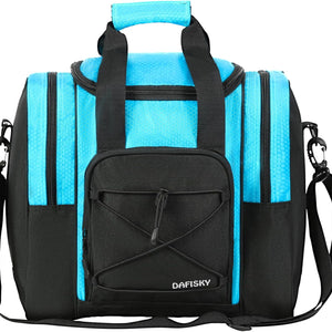 DAFISKY Bowling Ball Bag for Single Ball - Bowling Bag Tote for 1 Ball and Shoes with Padded Holder, 2 Pockets Fits Men & Women bowling Shoes Up To Mens Size 14
