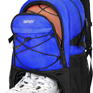 DAFISKY Basketball Backpack, Basketball Bag with Ball Holder Shoes Compartment, Sports Equipment Bag for Soccer Ball, Volleyball