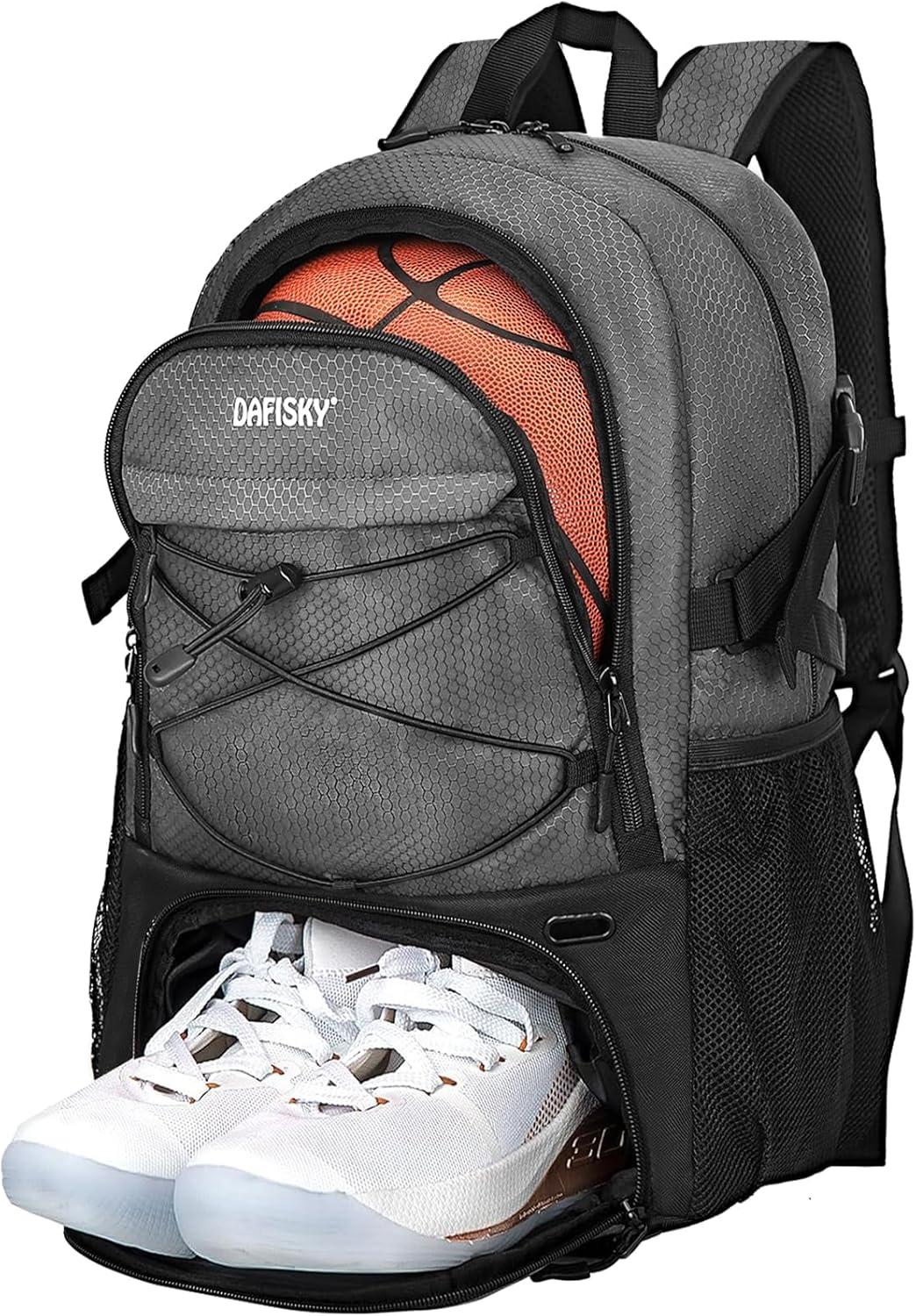 DAFISKY Basketball Backpack, Basketball Bag with Ball Holder Shoes Com