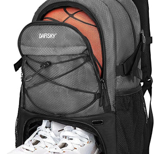 DAFISKY Basketball Backpack, Basketball Bag with Ball Holder Shoes Compartment, Sports Equipment Bag for Soccer Ball, Volleyball