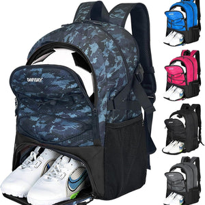 DAFISKY Soccer Backpack, Soccer Bags with Ball Holder & Shoes Compartment, Water Resistant Backpack for Basketball Volleyball Football