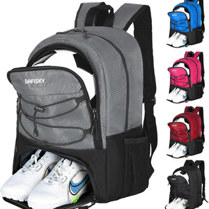 DAFISKY Soccer Backpack, Soccer Bags with Ball Holder & Shoes Compartment, Water Resistant Backpack for Basketball Volleyball Football