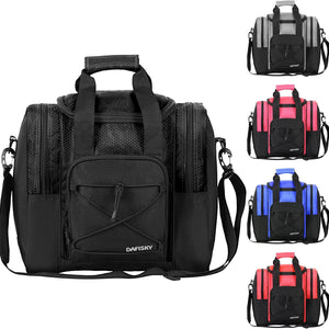 DAFISKY Bowling Ball Bag for Single Ball - Bowling Bag Tote for 1 Ball and Shoes with Padded Holder, 2 Pockets Fits Men & Women bowling Shoes Up To Mens Size 14