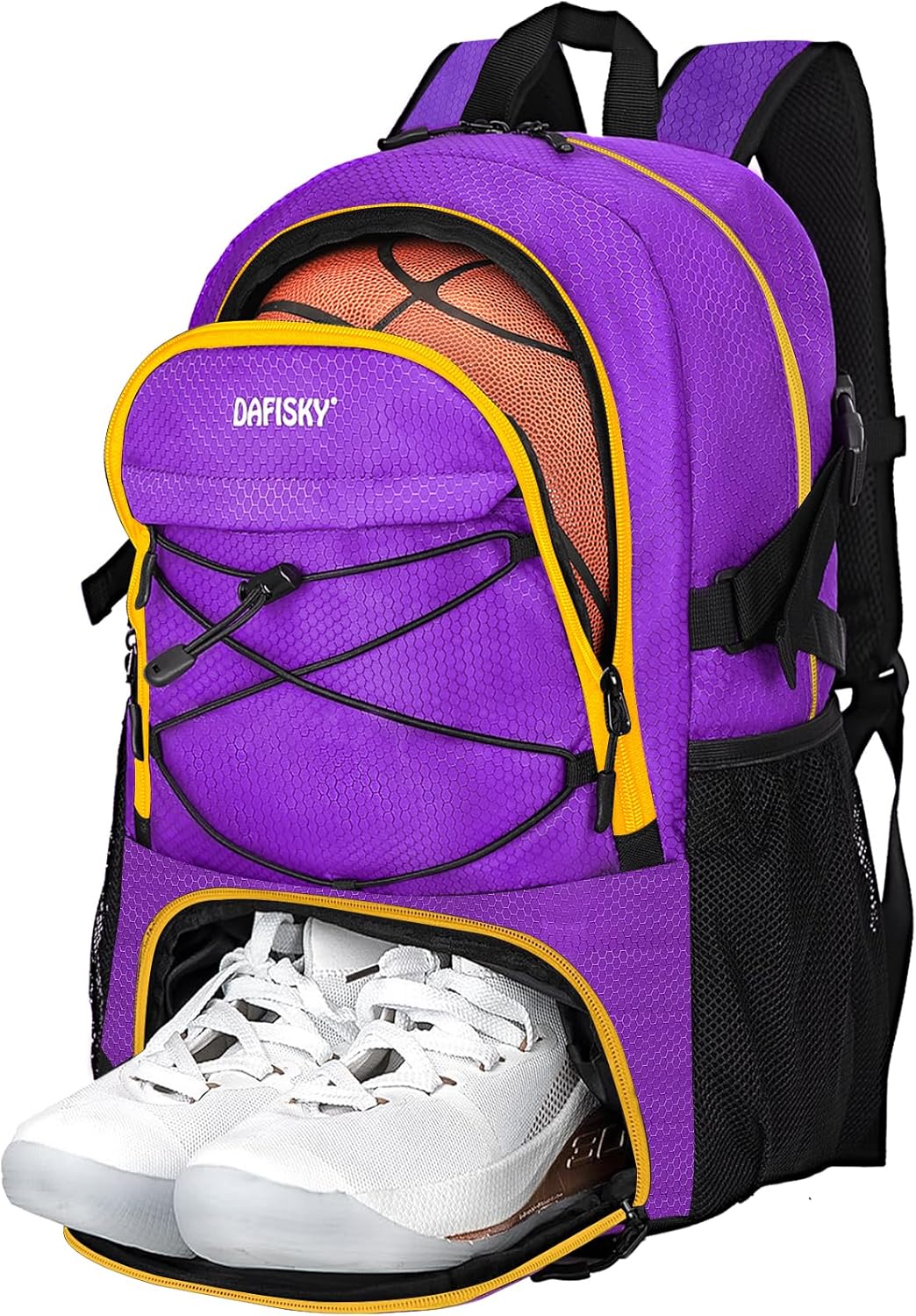 DAFISKY Basketball Backpack, Basketball Bag with Ball Holder Shoes Compartment, Sports Equipment Bag for Soccer Ball, Volleyball