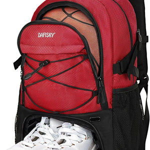 DAFISKY Basketball Backpack, Basketball Bag with Ball Holder Shoes Compartment, Sports Equipment Bag for Soccer Ball, Volleyball