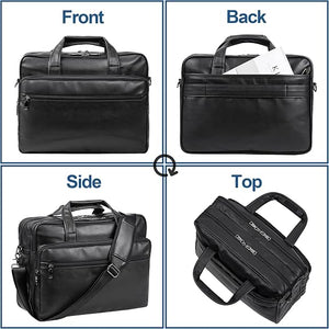 Leather Laptop Bag, Men's 17.3 Inche Messenger Briefcase Business Satchel Computer Handbag Shoulder Bag