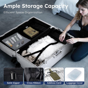Trunk Luggage 24 Inch with Aluminum Frame Zipperless Suitcase