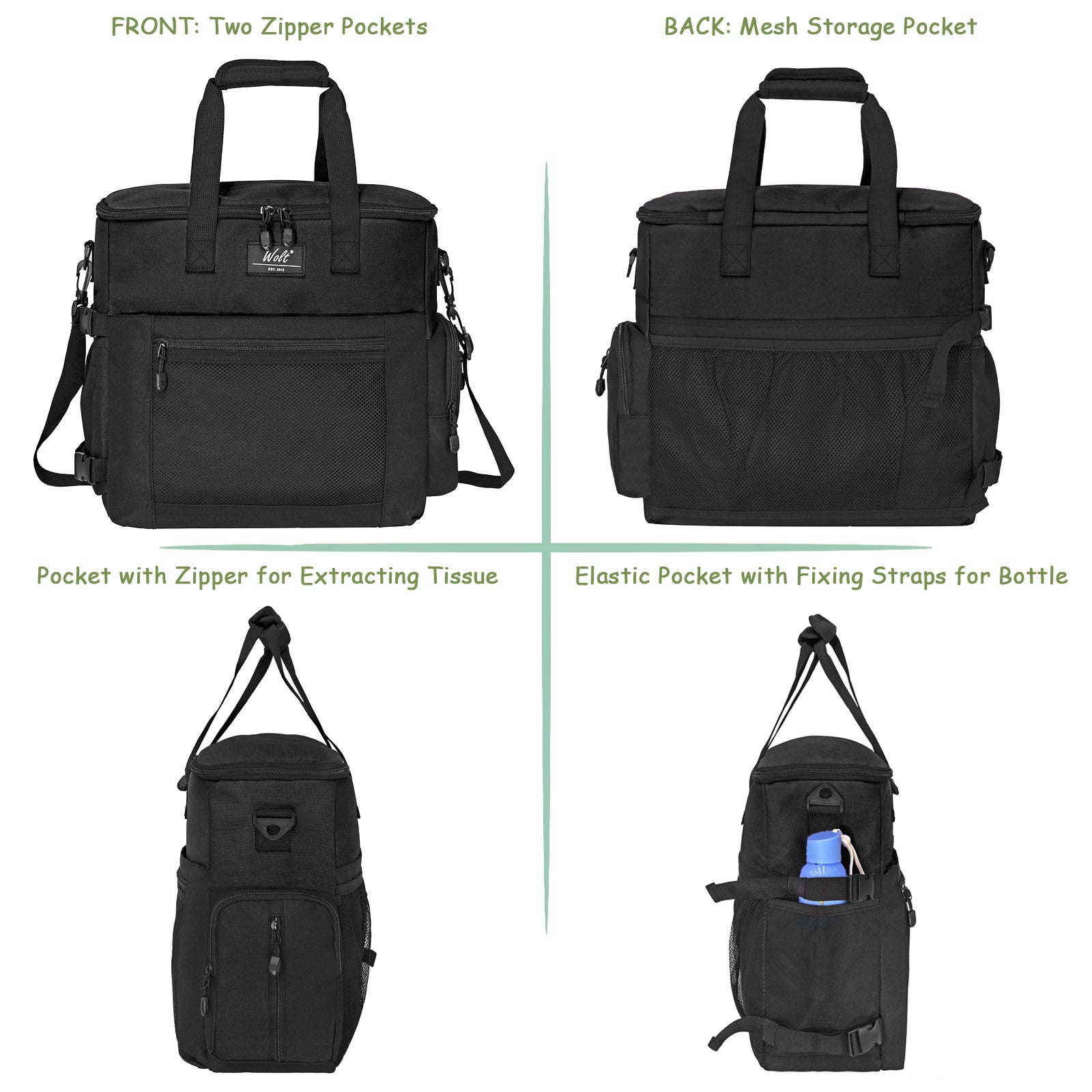 WOLT Dog Travel Bag Dog Bag for Traveling and Supplies with 2 Collapsible Bowls, 2 Food Containers, 1 Place Mat