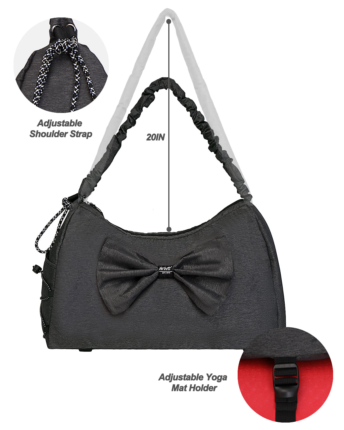 WOLT Gym Bag For Women, Yoga Mat Bag with Shoes Compartment, Wet Pocket and Water Bottle Pocket