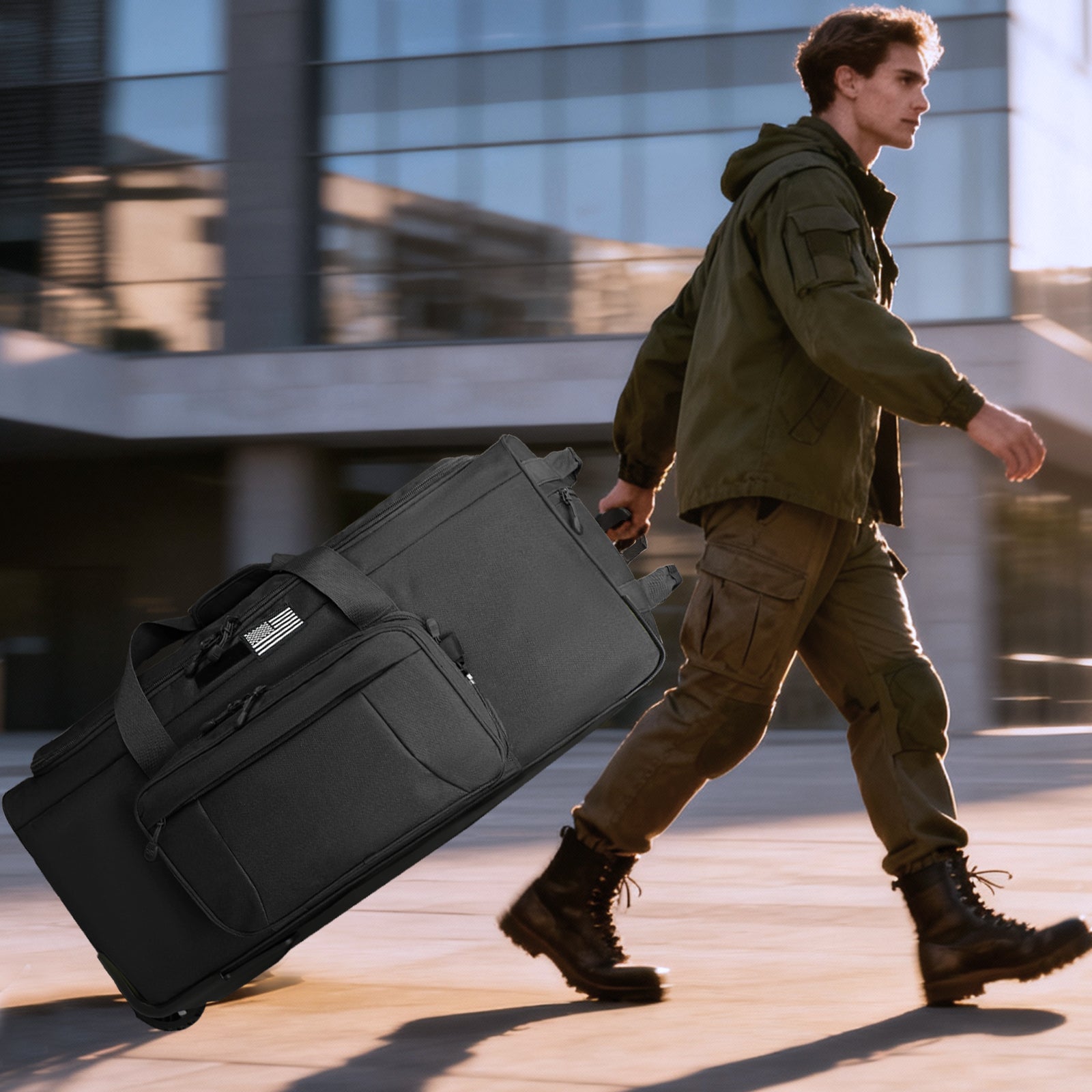 WOLT 120L Rolling Duffle Bag with Wheels, Large Deployment Military Bag, Wheeled Heavy Duty Luggage for Travel, Camping