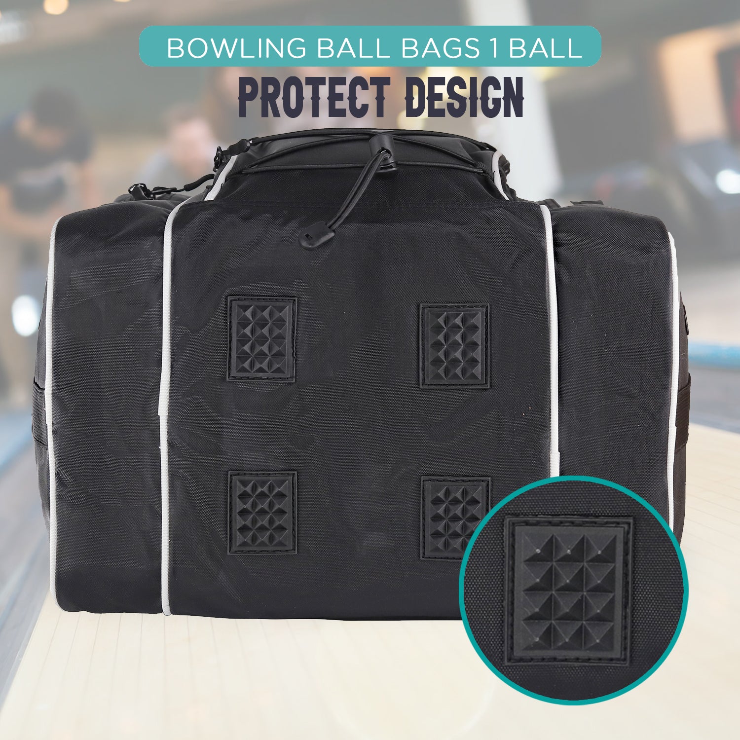 WOLT Bowling Ball Bag for Single Ball - Bowling Ball Tote Bag with Padded Ball Holder, 2 Pockets fit Bowling Shoes Up to Mens Size 14 and Accessories