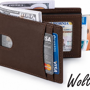 Pop Up Wallet for Men, RFID Blocking Leather Wallet with Aluminum Card Holder