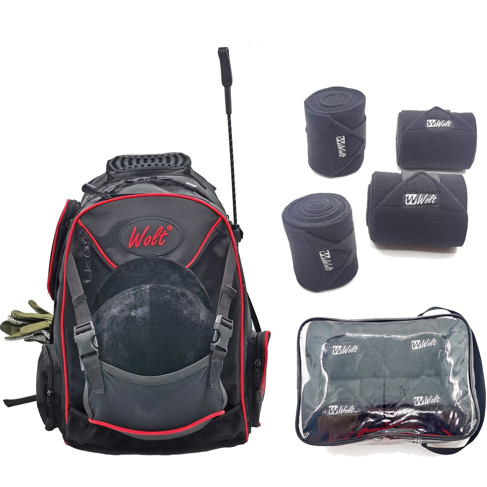 WOLT Professional Equestrian Backpack for Horse Riding, Equipment Pack Bag with Helmet Holder and Multiple Compartments