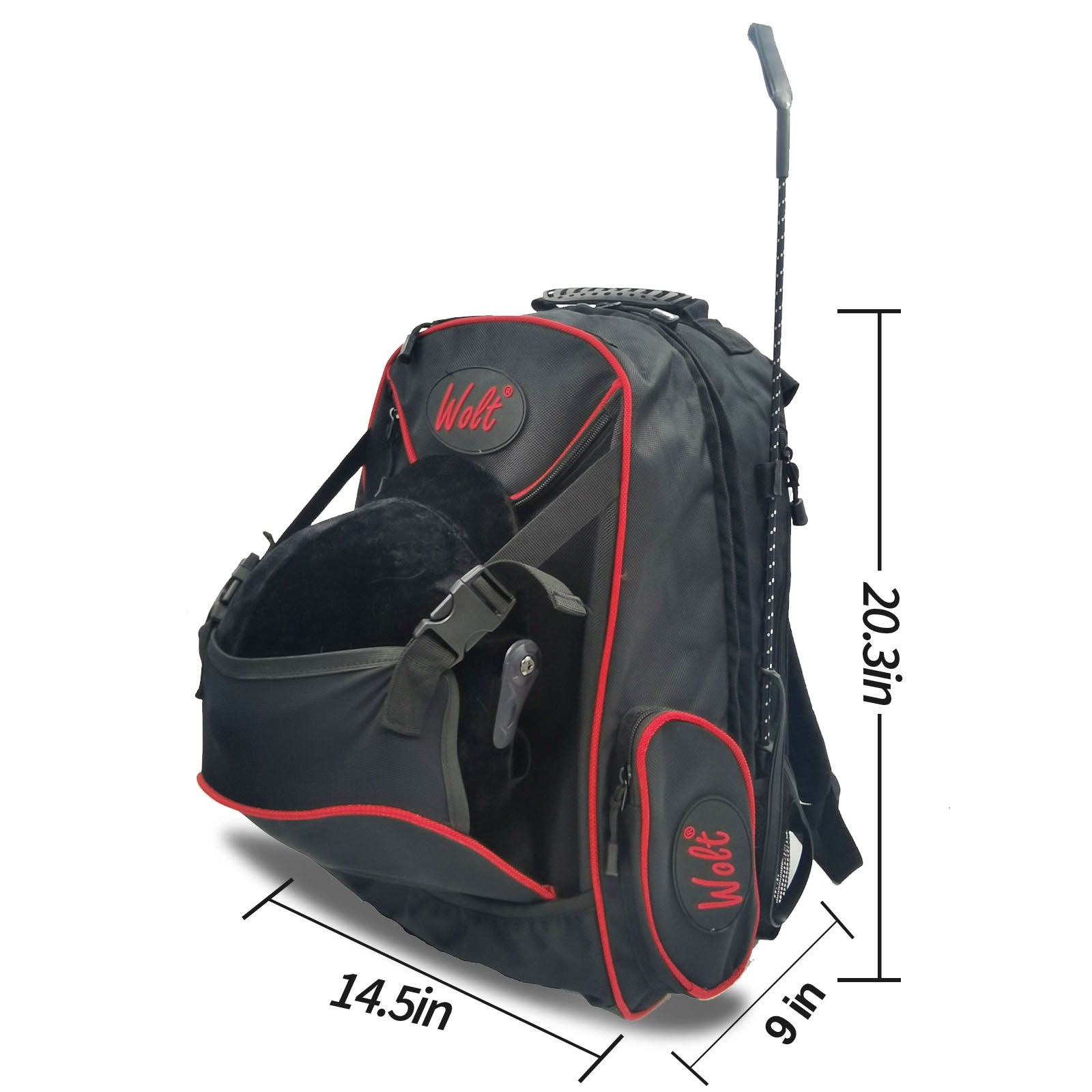 WOLT Professional Equestrian Backpack for Horse Riding, Equipment Pack Bag with Helmet Holder and Multiple Compartments