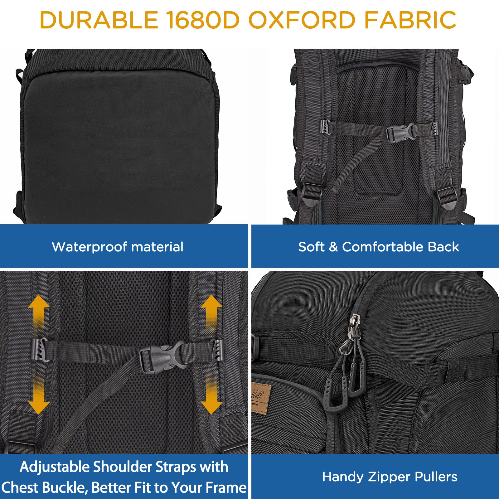 WOLT Ski Boot Bag Backpack - 50L Snowboard Boot Bag for Air Travel for Snow Boots, Ski Helmet, Gloves, Goggles, Skiing Gear