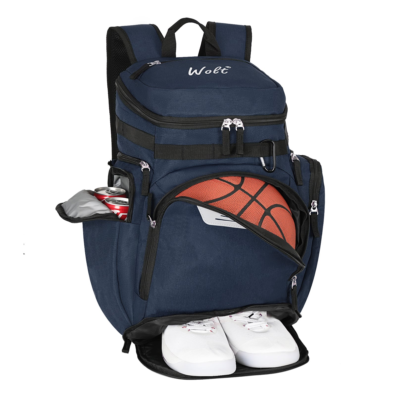 WOLT Basketball Bag Backpack with Separate Ball Compartment and Shoes Pocket, Gym Bags for Men, Large Sports Bag for Basketball, Soccer, Volleyball, Baseball