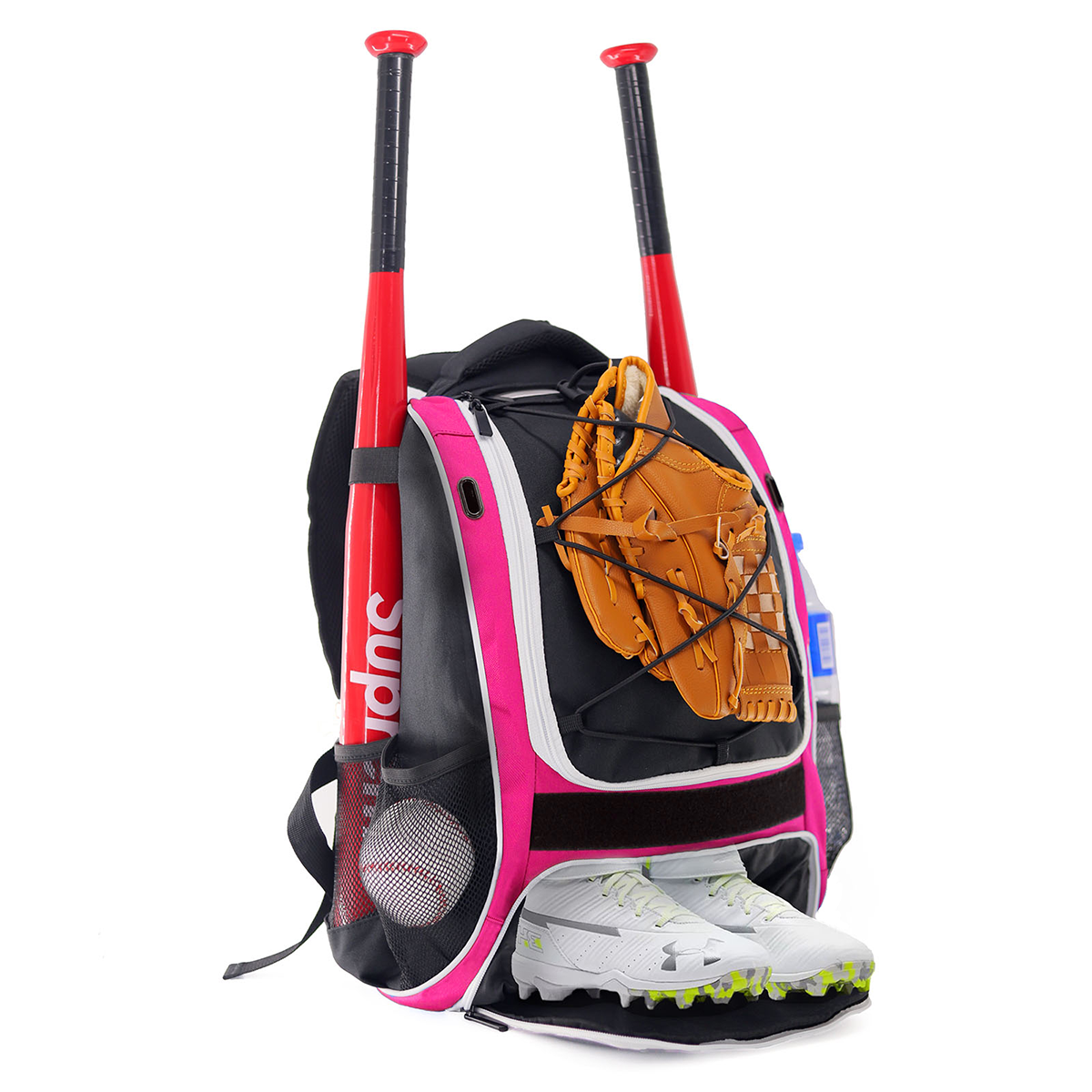 WOLT Youth Baseball Bag - Bat Backpack for Baseball, T-Ball & Softball Equipment & Gear, Bat & Glove Holder, Large Main Compartment for Helmet & accessories, Separate Shoes Compartment, Fence Hook