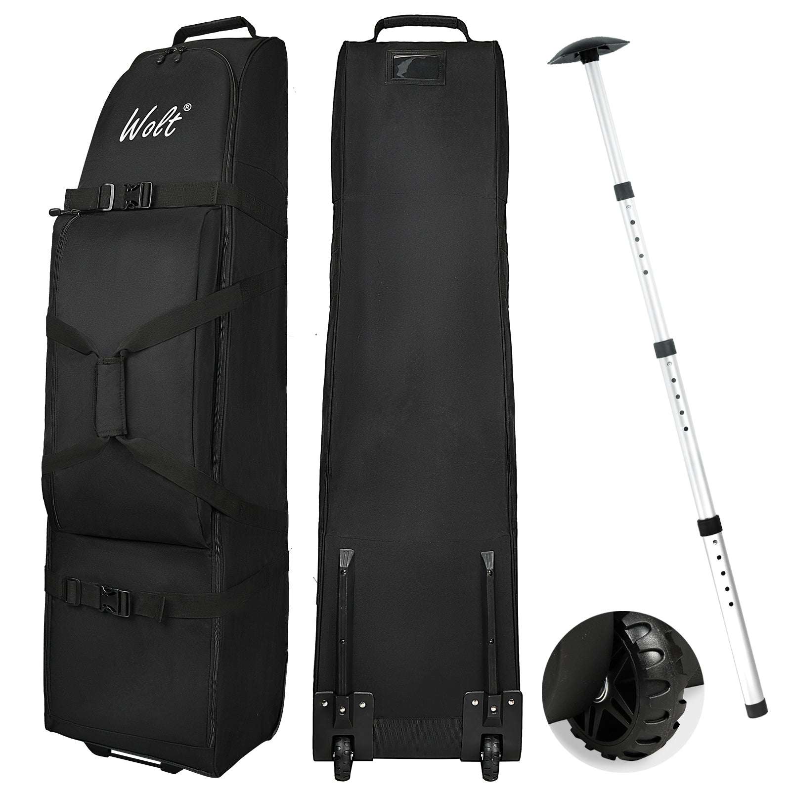 WOLT Golf Travel Bag with Anti-Impact Support System - Soft Padded Golf Travel Case for Airlines, Golf Travel Cover with Wheels