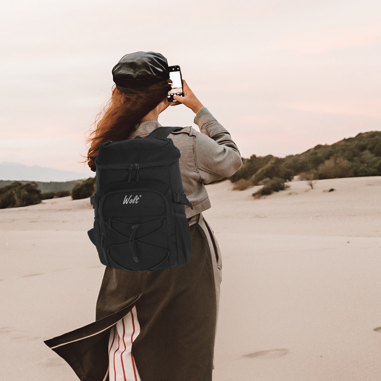 WOLT Cooler Backpack,24 Cans Insulated Backpack Cooler Leakproof,Lightweight Soft Cooler Bag,Camping Cooler,Large Capacity Beach Cooler,Waterproof Travel Cooler Lunch Backpack for Hiking