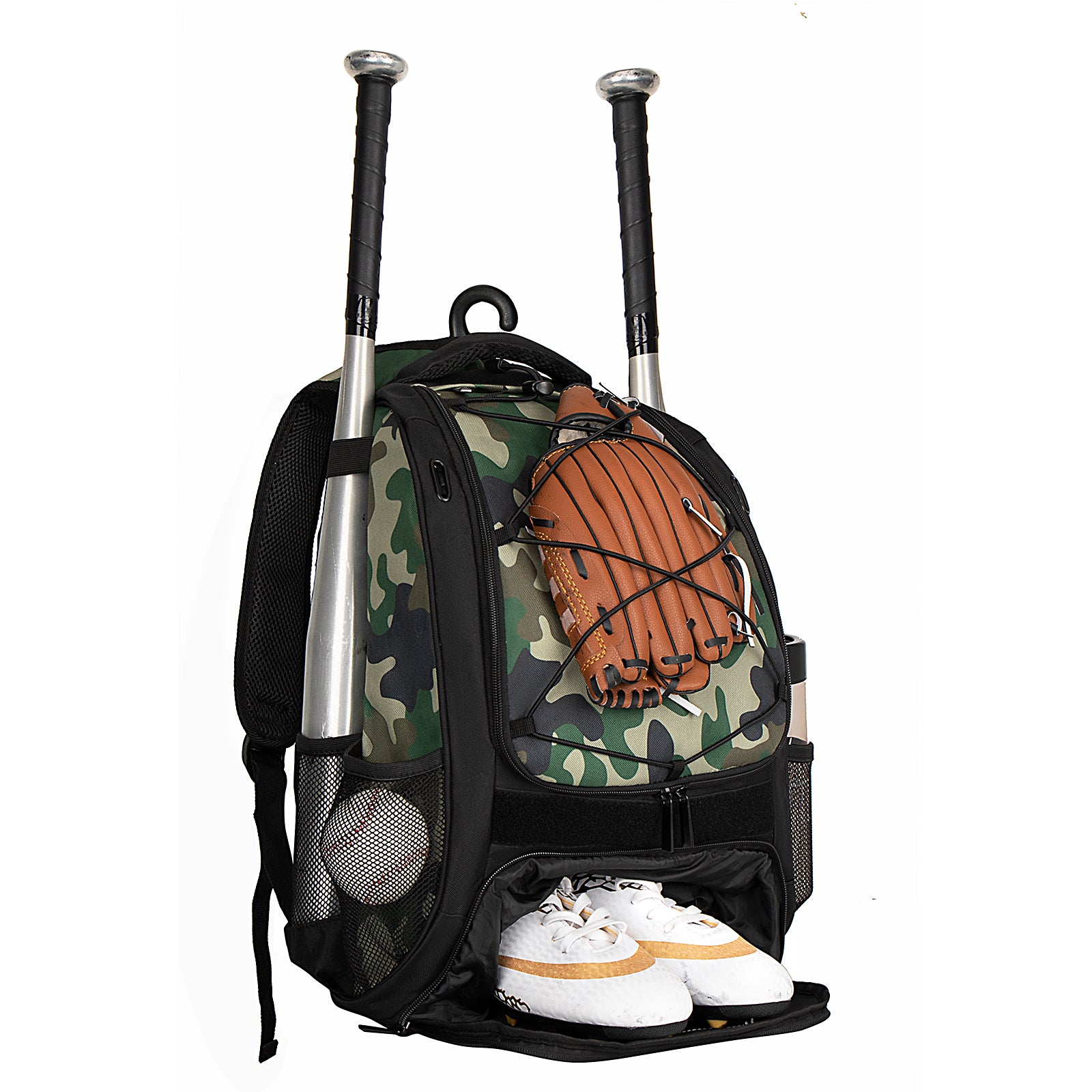 WOLT Youth Baseball Bag - Bat Backpack for Baseball, T-Ball & Softball Equipment & Gear, Bat & Glove Holder, Large Main Compartment for Helmet & accessories, Separate Shoes Compartment, Fence Hook
